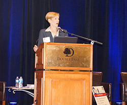 : Vice President of Government Relations for California Manufacturers and Techmology, Dorothy Rothrock, speaks at the 2013 MCIE Summit